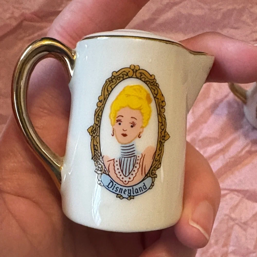 Disneyland Gold-Trim Mini Pitcher Salt and Pepper Shaker Set Vintage